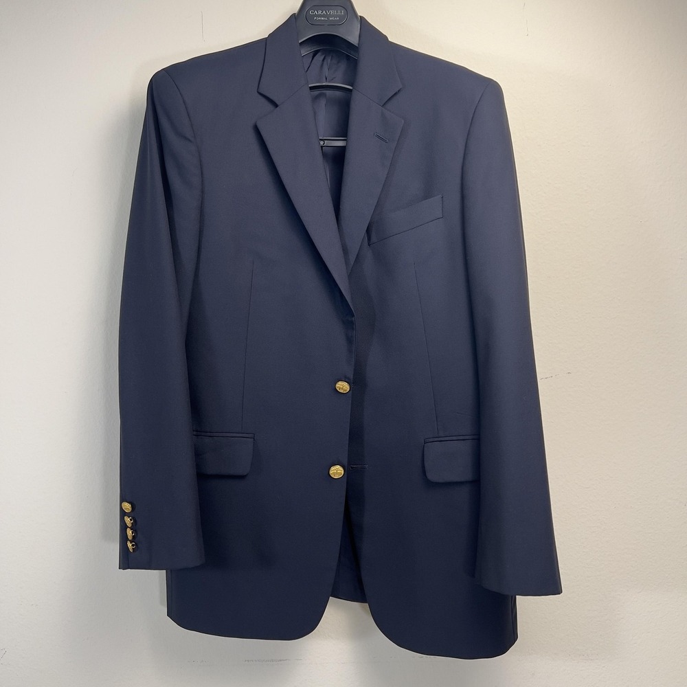 Loro Piana Blazer Mens 40 Navy Blue Wool Gold Button Brooksease Brooks Brothers